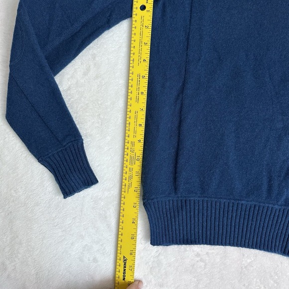 Goats Cashmere Sweater Womens XS Long Sleeve Ribbed Side Slit Pullover Blue - Picture 13 of 16